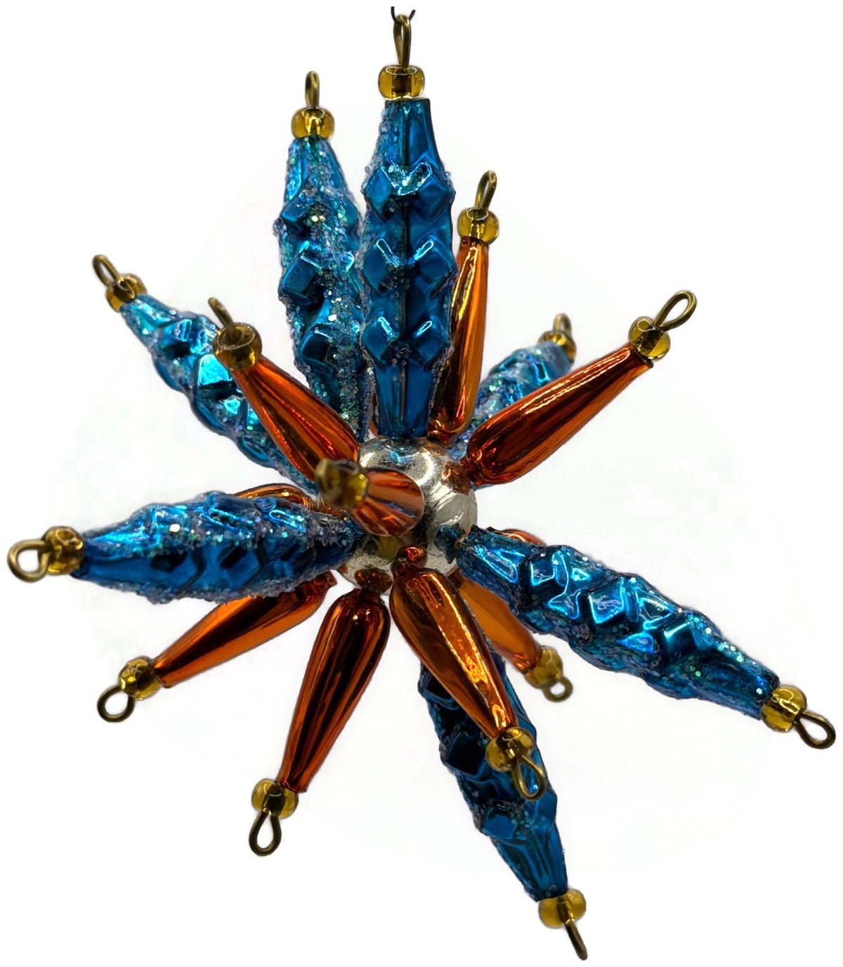 Christopher Radko Star Bright Blue Orange Beaded Christmas Ornament 99 391 04