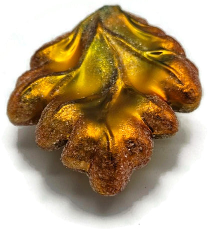 Christopher Radko Mini Oak Frost Yellow Leaf Glass Christmas Ornament 98-164-09