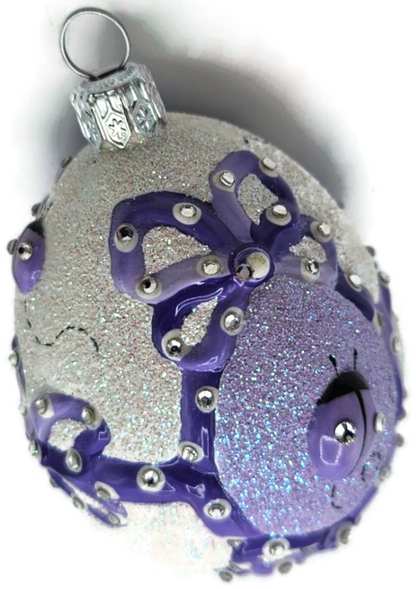Patricia Breen Beribboned Egg Ladybugs Violet Easter Egg Purple Ornament 29027