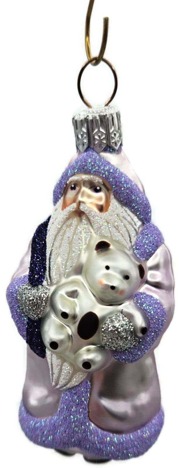 Patricia Breen Miniature Santa And Teddy Lavender Christmas Tree Ornament 99532