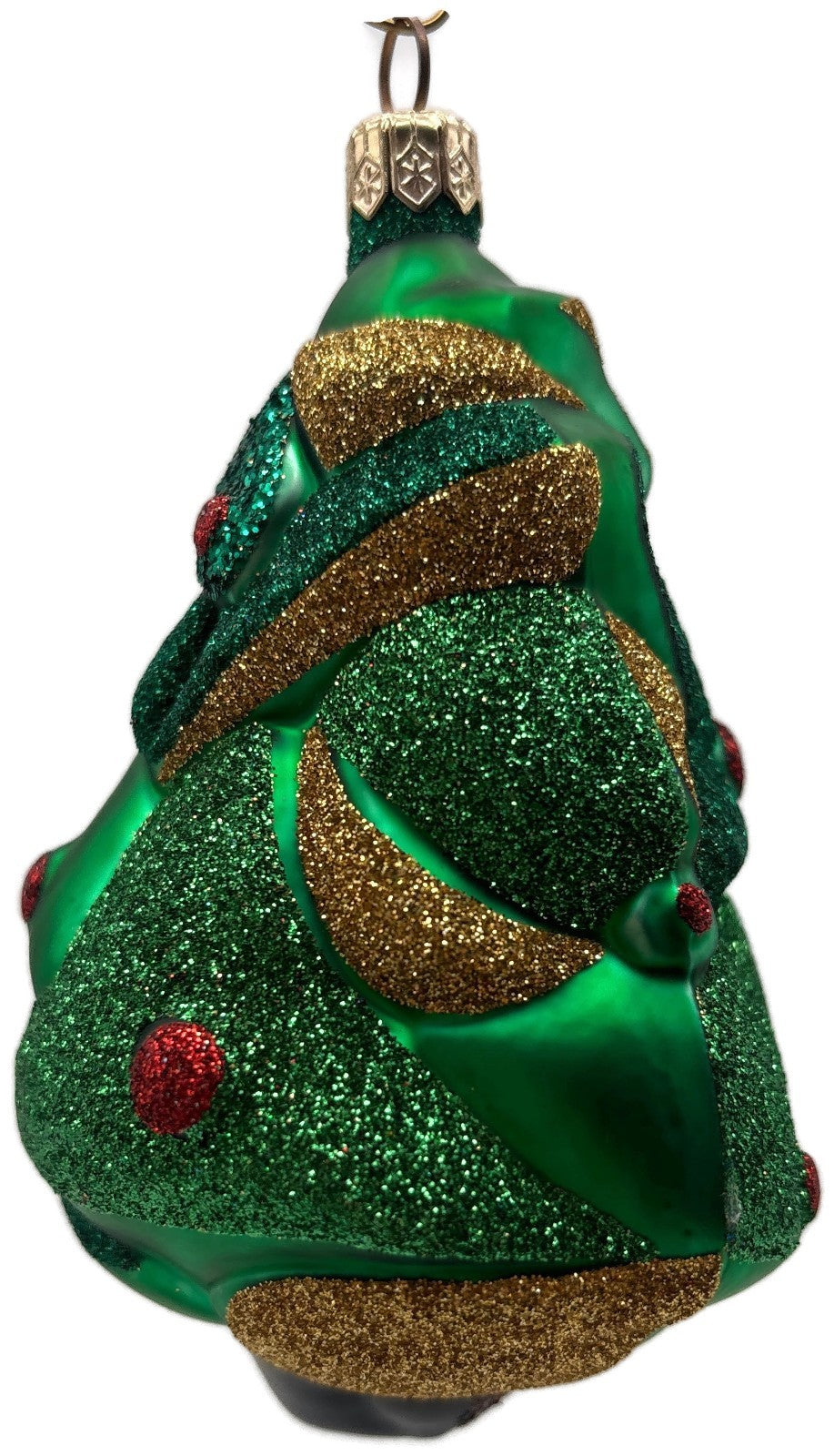 Patricia Breen Cubist Tree Green Red Gold Star Glittered Christmas Ornament 99083