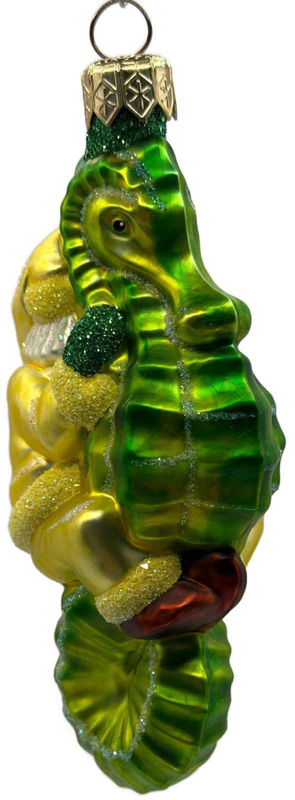 Patricia Breen Hi Ho Santa Yellow Green Seahorse Glass Christmas Ornament 99145
