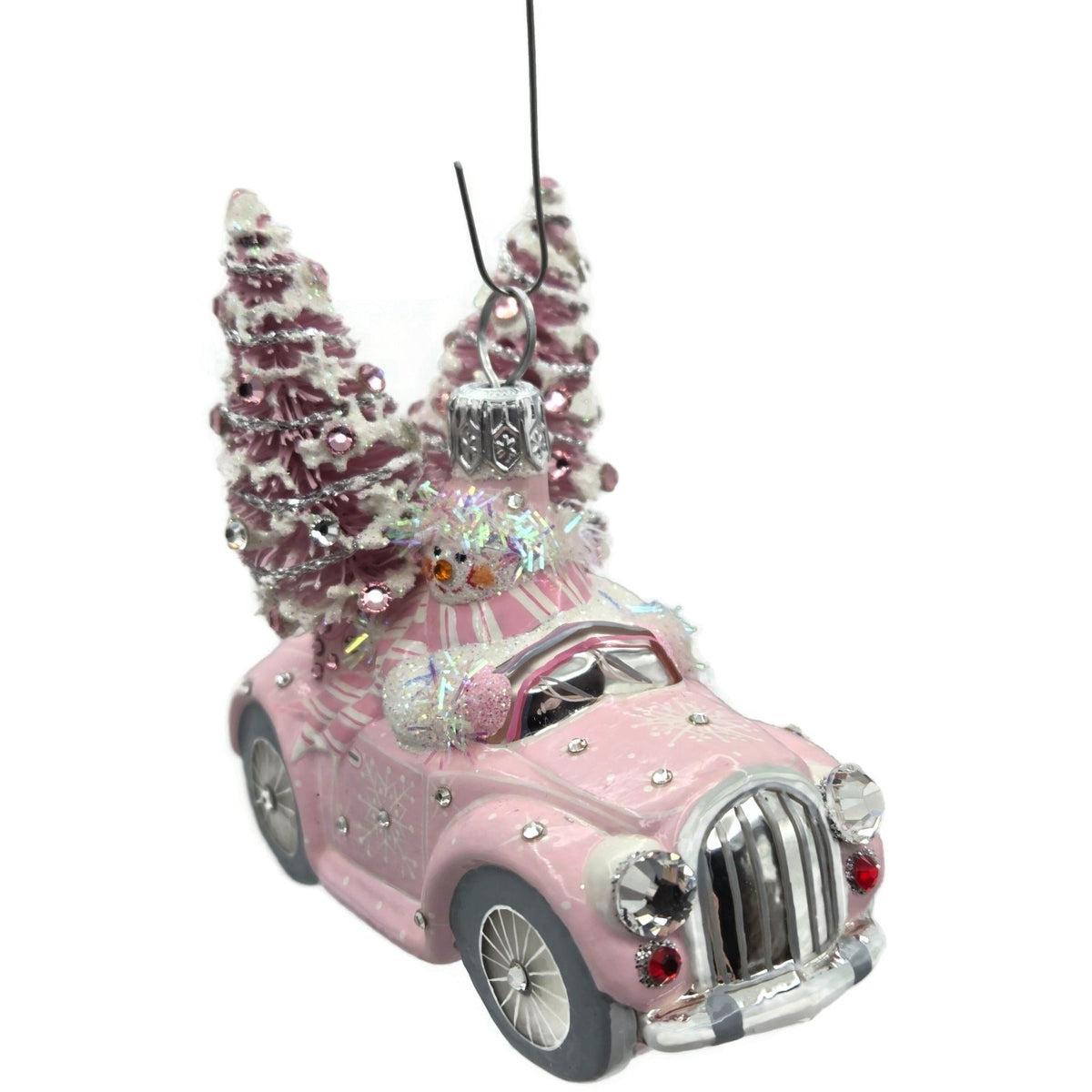 Patricia Breen Joy Ride Pink Car Snowman Travel Christmas Ornament CATZ 30154