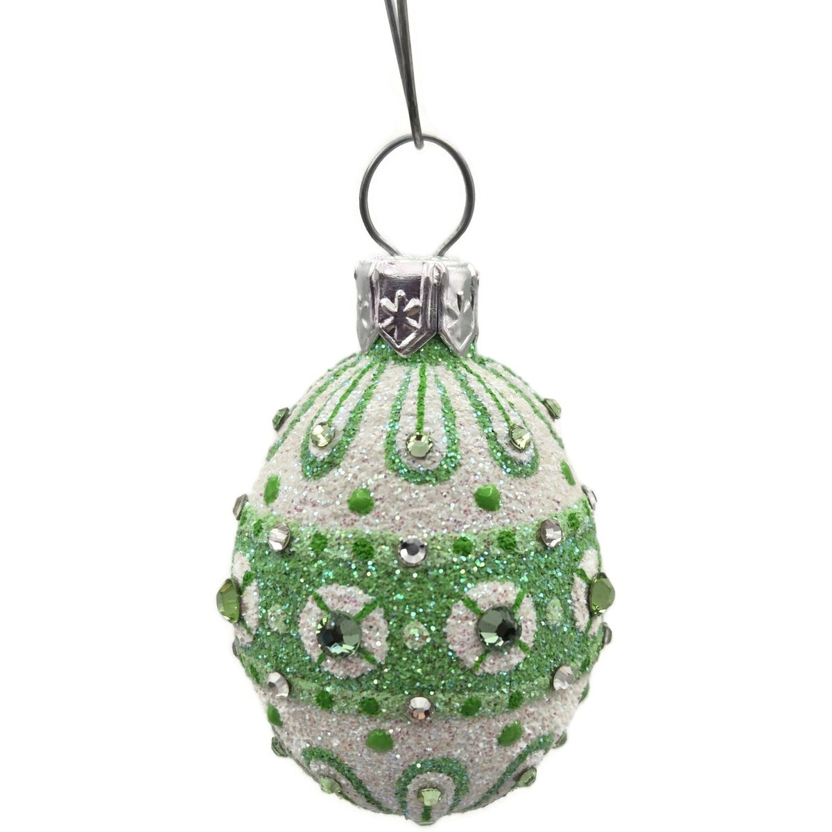 Patricia Breen Miniature Egg Zakopane Green White Swarovski Easter Ornament 301813