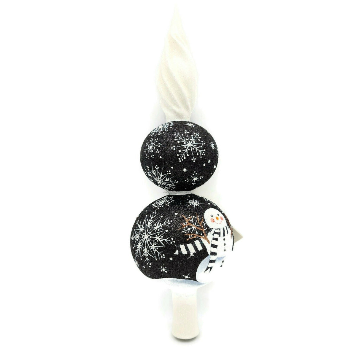 Patricia Breen Snowman Finial Black Snowflakes Stripe Christmas Tree Topper 95814