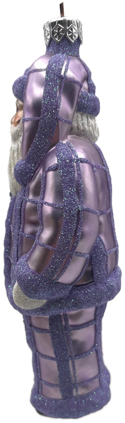 Patricia Breen Ring In The New Lavender Plaid Santa Christmas Ornament CATZ 97344