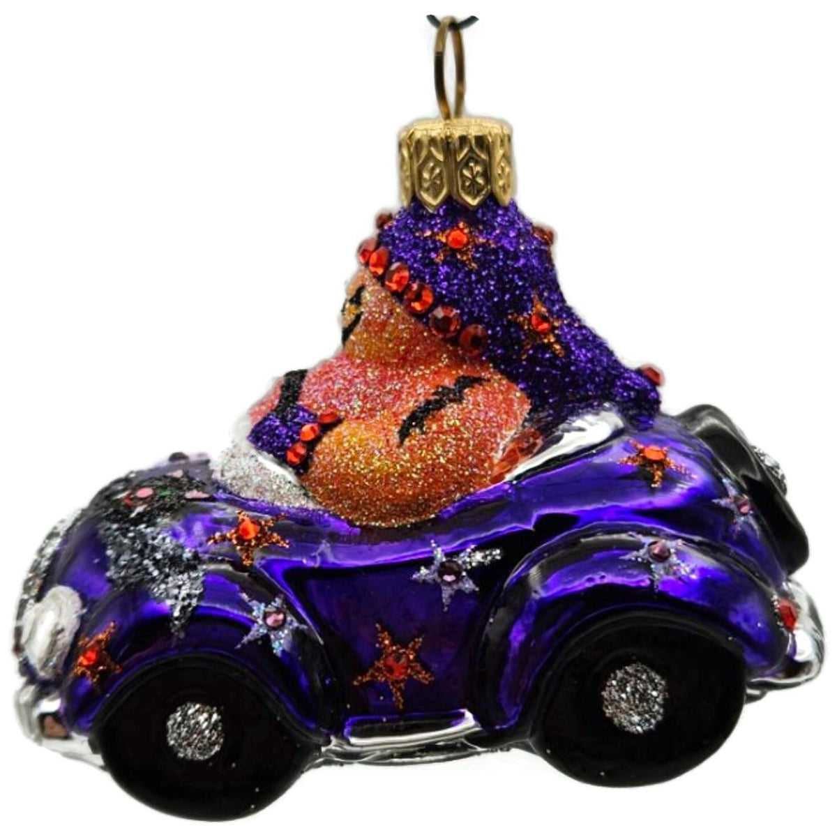 Patricia Breen Snow Mobile Purple Jack o Lantern Glass Halloween Ornament 24762