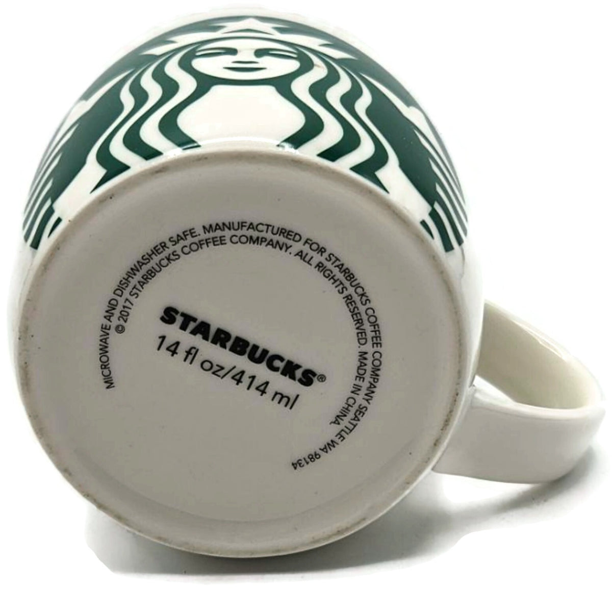 Starbucks 2017 Classic Green Siren Print White Ceramic Coffee Tea Mug 14 Fl oz9