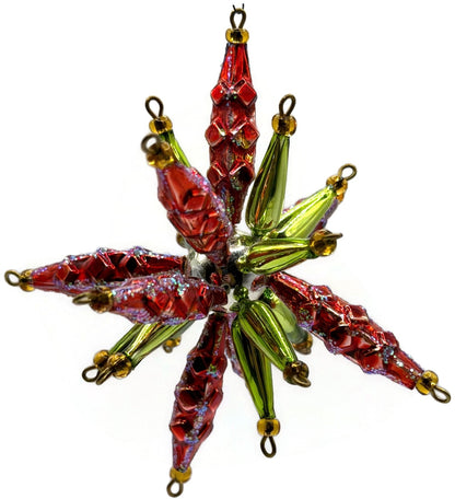 Christopher Radko Star Bright Red Green Beaded Christmas Ornament 99 391 09
