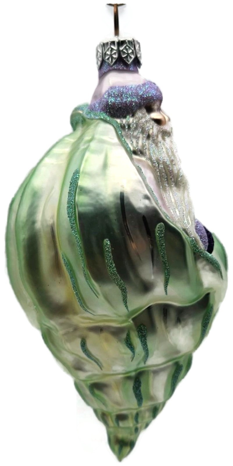 Patricia Breen Coastal Santa Green Lavender Purple Mitten Nautical Ornament 97106