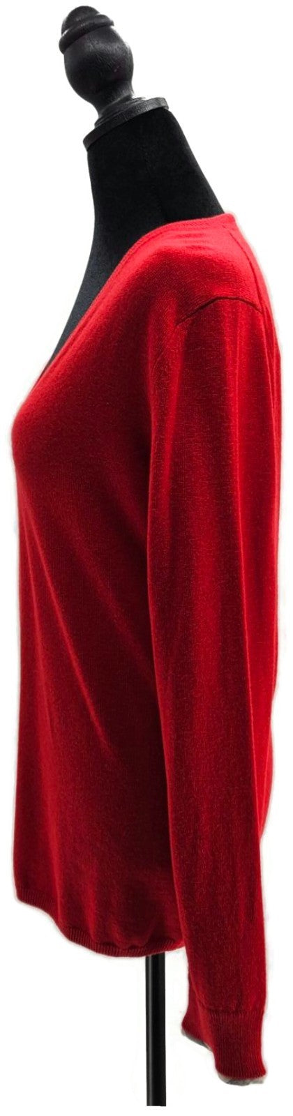 Burberry Brit Military Red Cashmere V neck Pullover Longsleeve Womens Medium NWT3