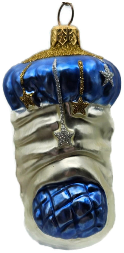 Patricia Breen Angel Stocking Blue Moon Stars Glass Christmas Tree Ornament 96022