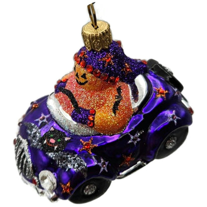 Patricia Breen Snow Mobile Purple Jack o Lantern Glass Halloween Ornament 24763