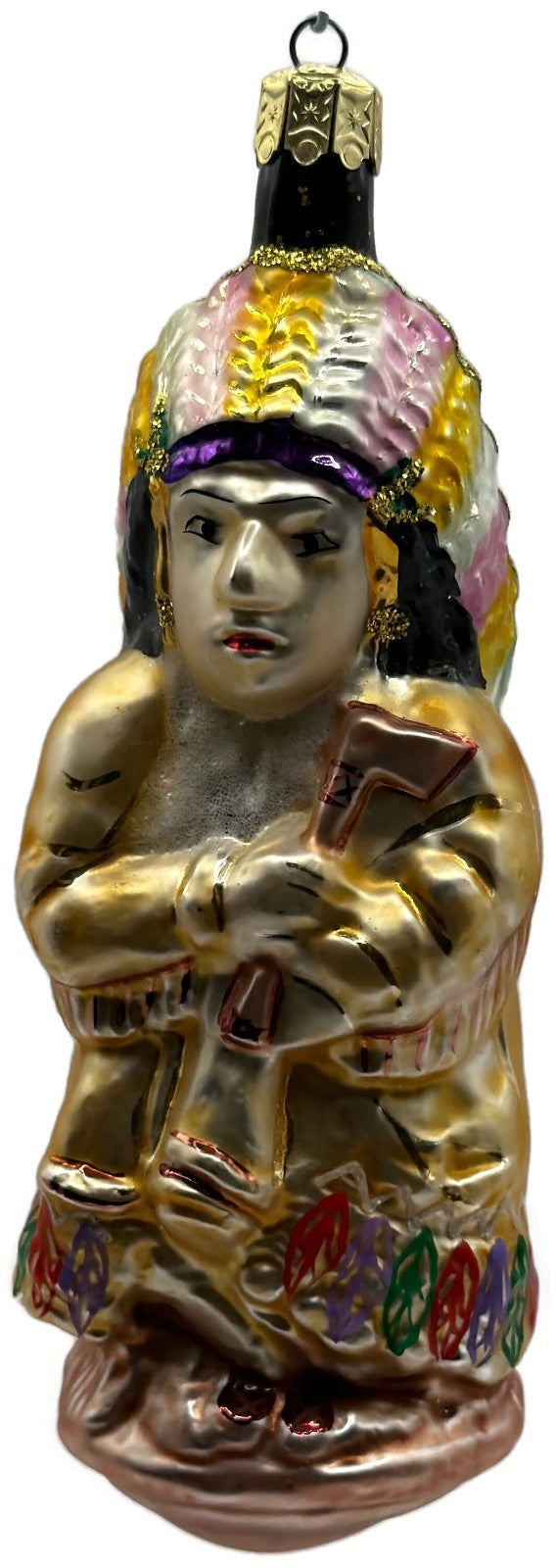 Christopher Radko Sitting Bull Indian Chief Glass Christmas Ornament 91 107 010