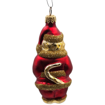 Patricia Breen Santa Paws Red Gold Trim Green Gift Christmas Tree Ornament 95369