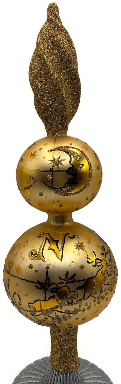 Patricia Breen Northward Ho 2 Ball Sun Moon Gold Christmas Finial Topper 95840