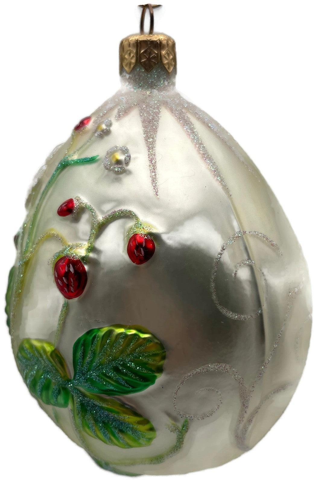 Patricia Breen 1998 Strawberry Egg Matte Pearl Neiman Marcus Easter Ornament8