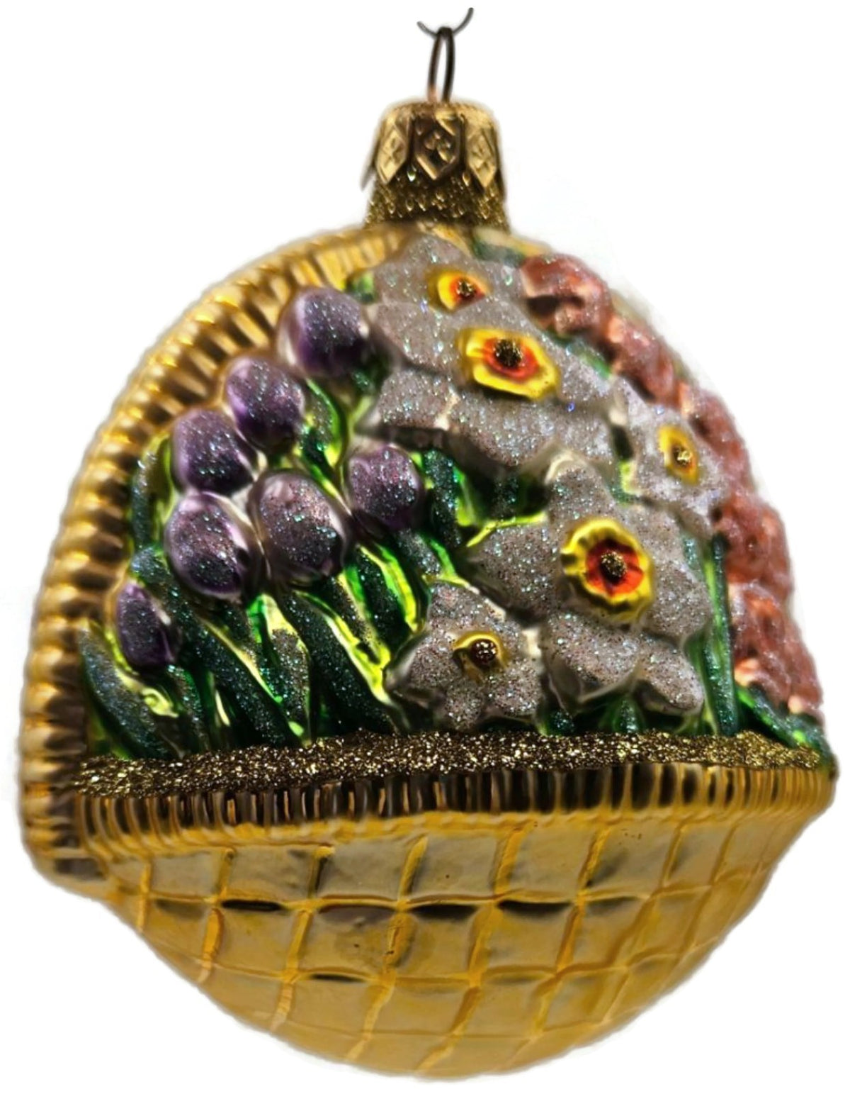 Patricia Breen Flowers For My Love Purple Tulip Gold Basket Spring Ornament 96135