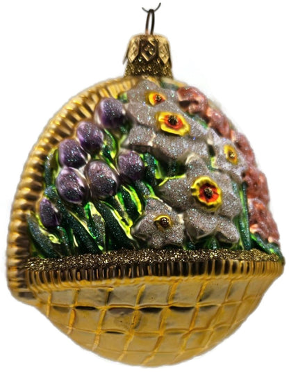 Patricia Breen Flowers For My Love Purple Tulip Gold Basket Spring Ornament 96135