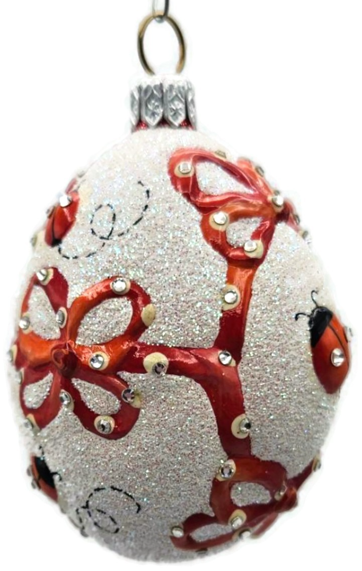 Patricia Breen Beribboned Egg Ladybugs Red White Easter Christmas Ornament 29024