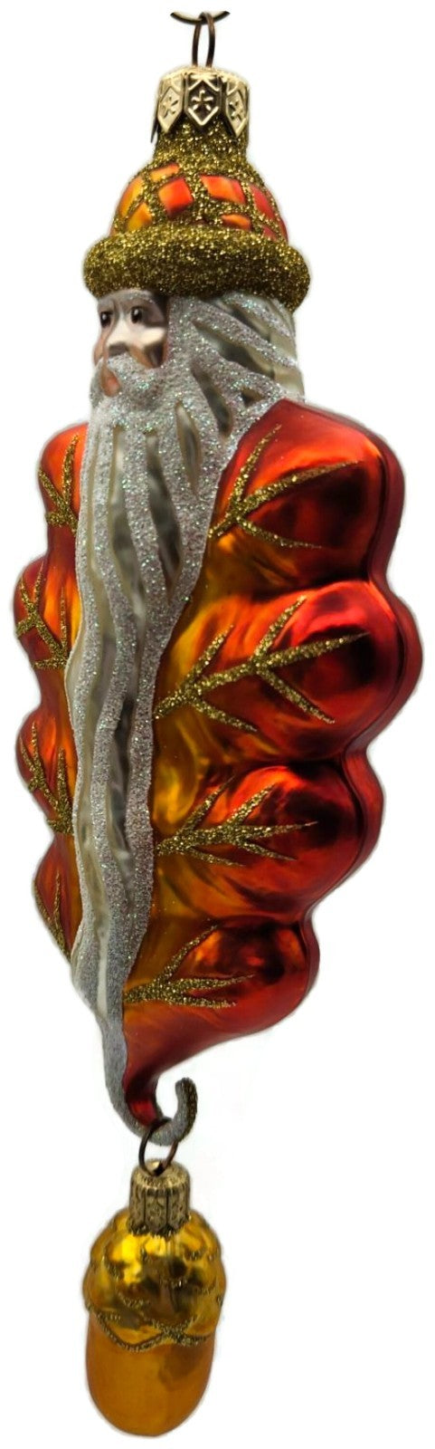 Patricia Breen Oak Leaf Santa Orange Matte Fall 2 Part Christmas Ornament 97327