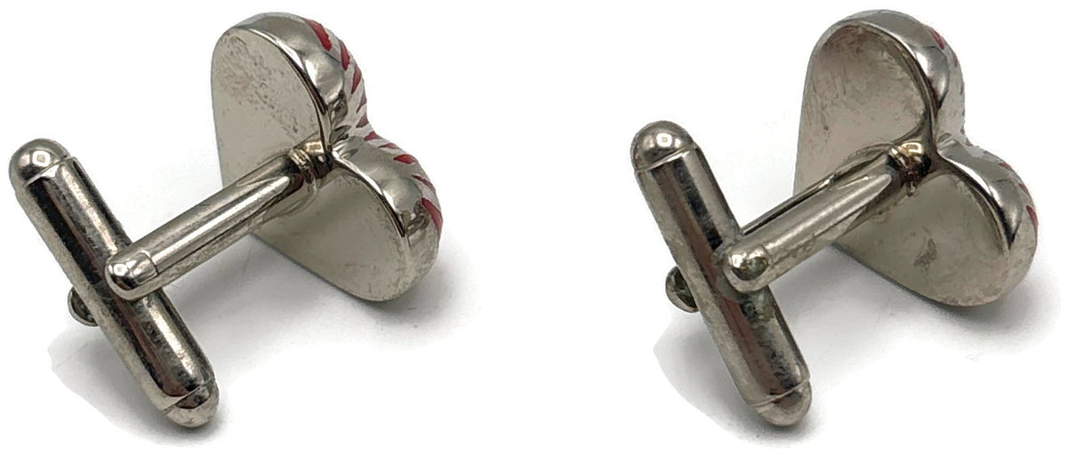 Paul Smith Heart Stripe Red Enamel Silver Tone Cufflinks Men's Signed8