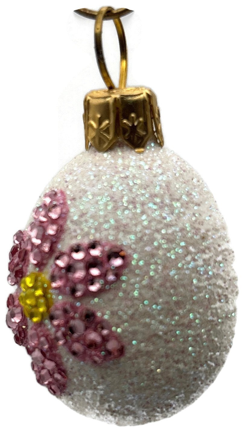 Patricia Breen 2009 Miniature Egg Jeweled Daisy Pink Easter Ornament 29228