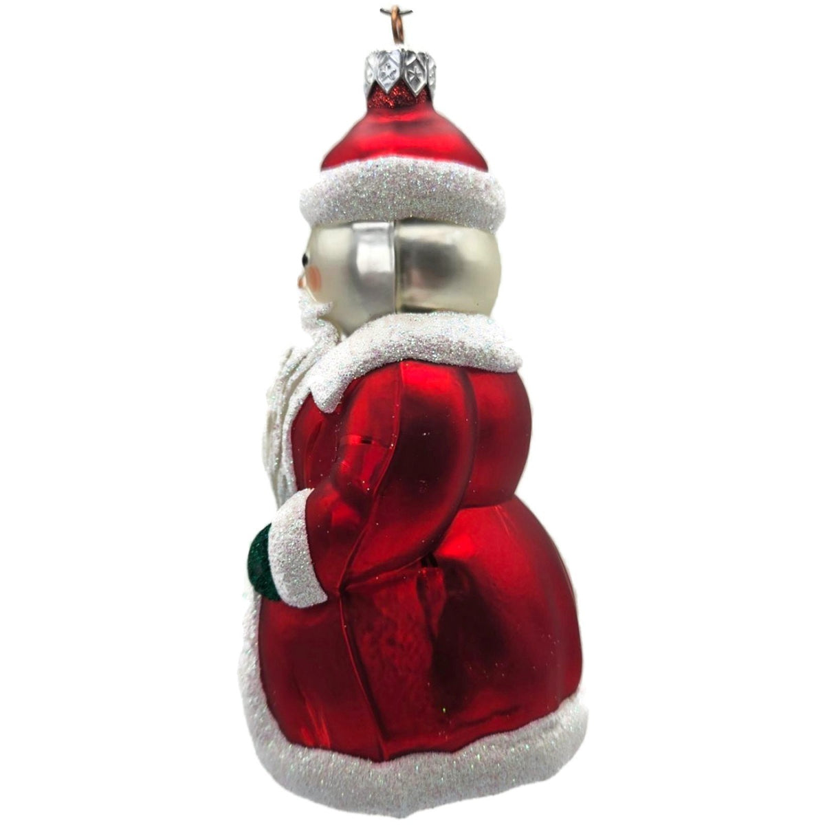 Patricia Breen Santa Snowman Red Matte Coat Green Glass Christmas Ornament 97603
