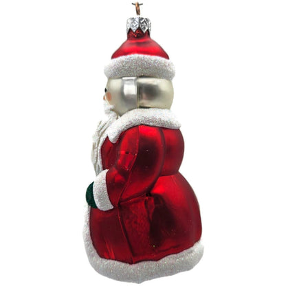 Patricia Breen Santa Snowman Red Matte Coat Green Glass Christmas Ornament 97603