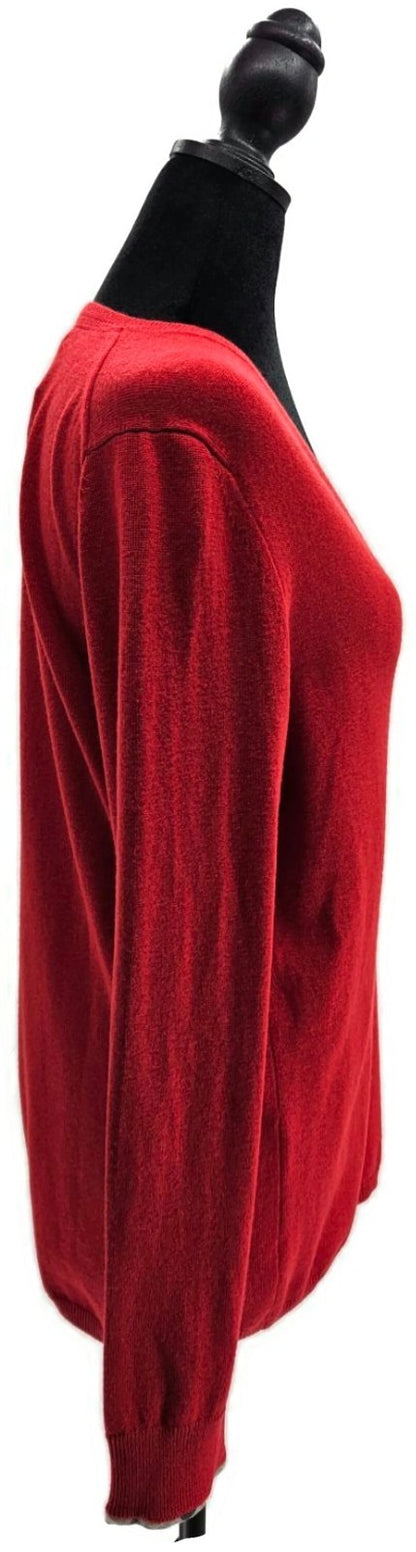 Burberry Brit Military Red Cashmere V neck Pullover Longsleeve Womens Medium NWT1