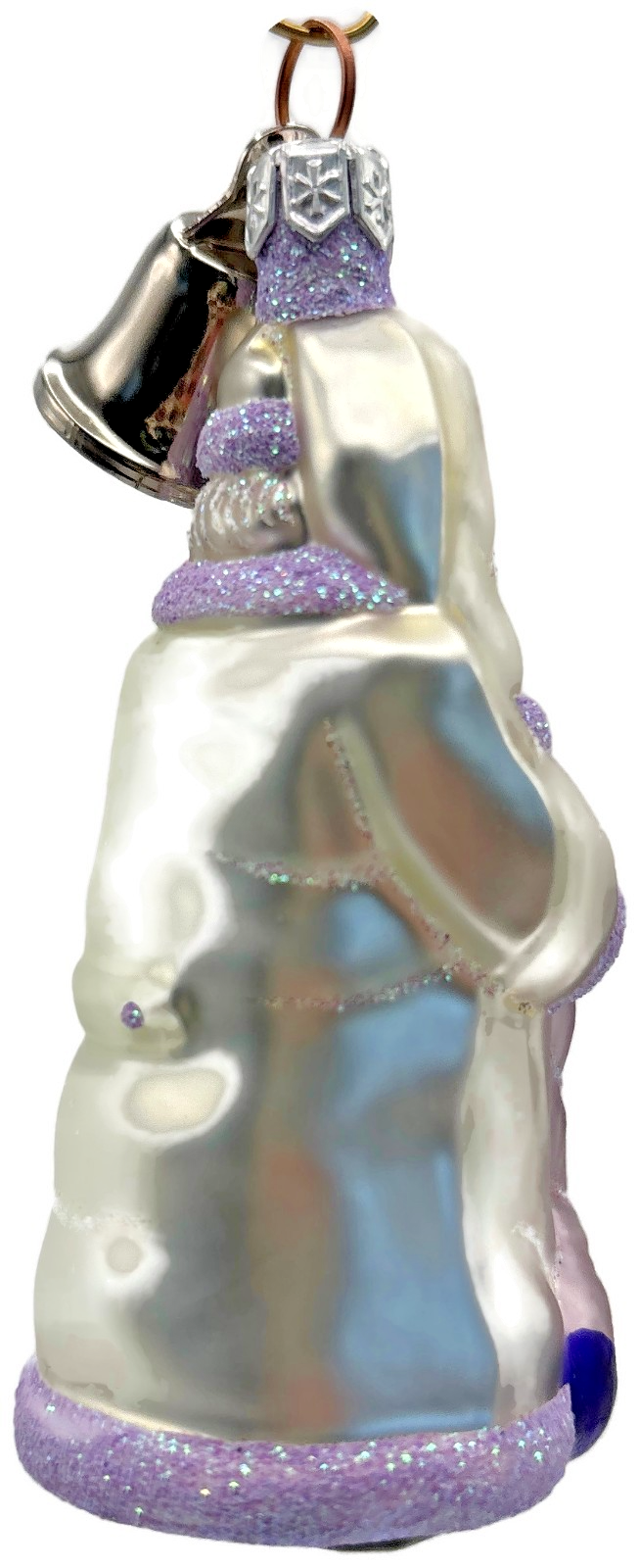 Patricia Breen Santa With Kitten Bell Lavender Glass  Christmas Ornament 2000CO9