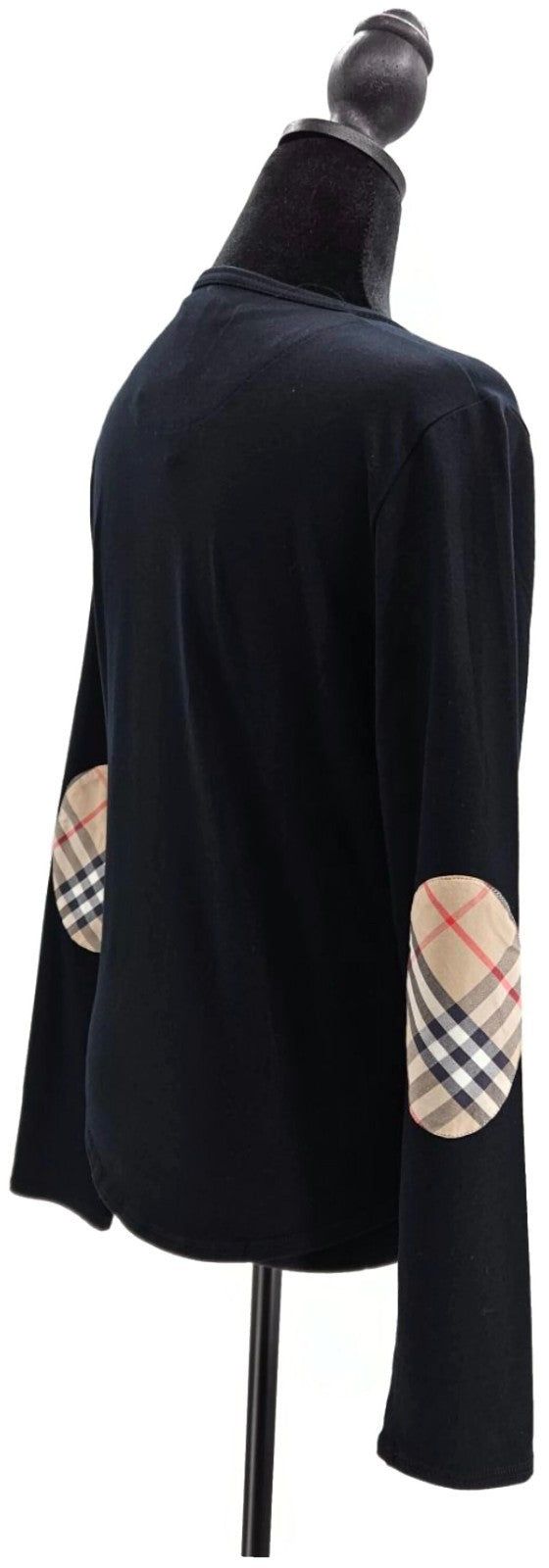 Burberry London Black Check Elbow Patch Long Sleeve Top Women's Large NWT5