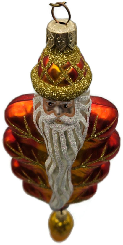 Patricia Breen Oak Leaf Santa Orange Matte Fall 2 Part Christmas Ornament 97328