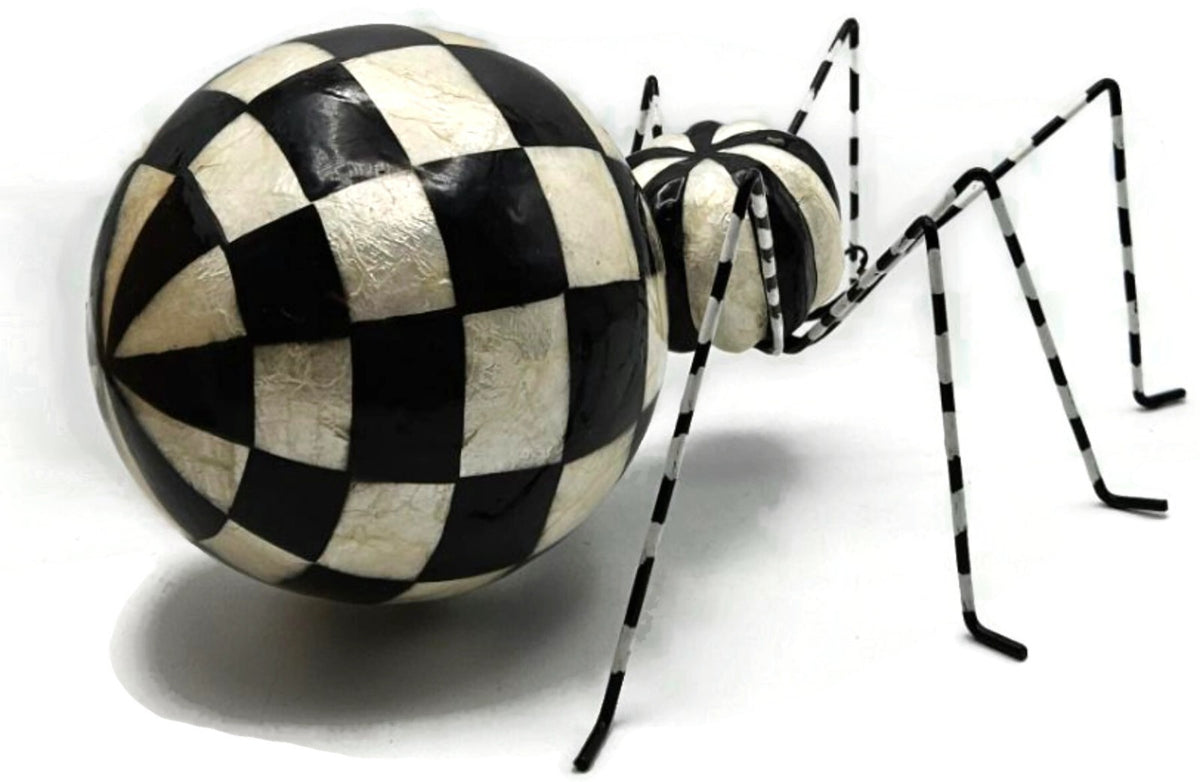 MacKenzie Childs Courtly Capiz Spider Metal Wire Check Halloween Decor Figurine5