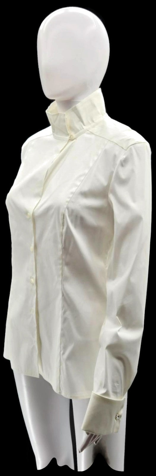Escada Natassa Off White Swarovski Button Up Blouse French Cuff Size 36 NWT1