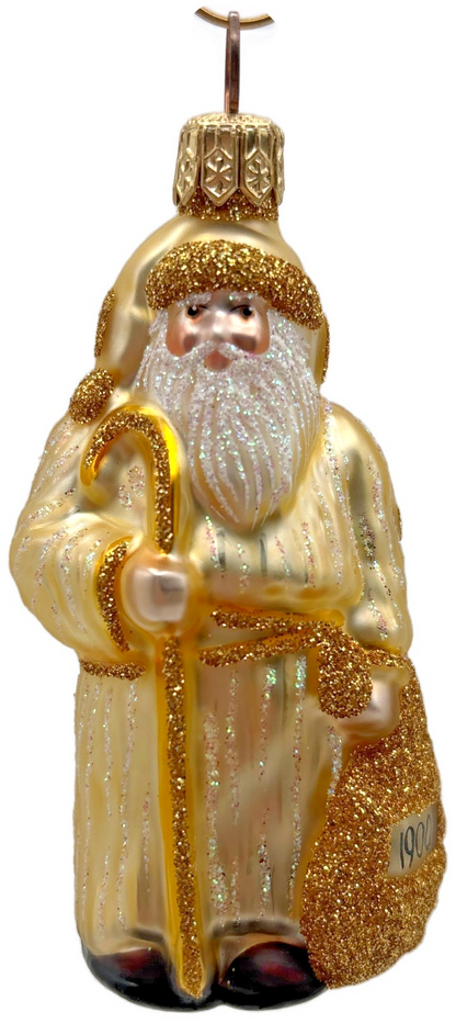 Patricia Breen Miniature Millennium Santa Gold Christmas Tree Ornament 99481