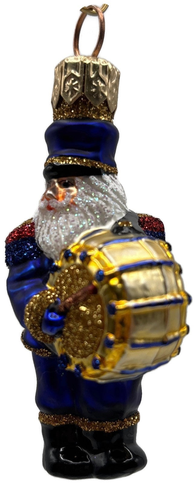 Patricia Breen Drummer Santa Claus Blue Gold Musical Christmas Ornament 21456