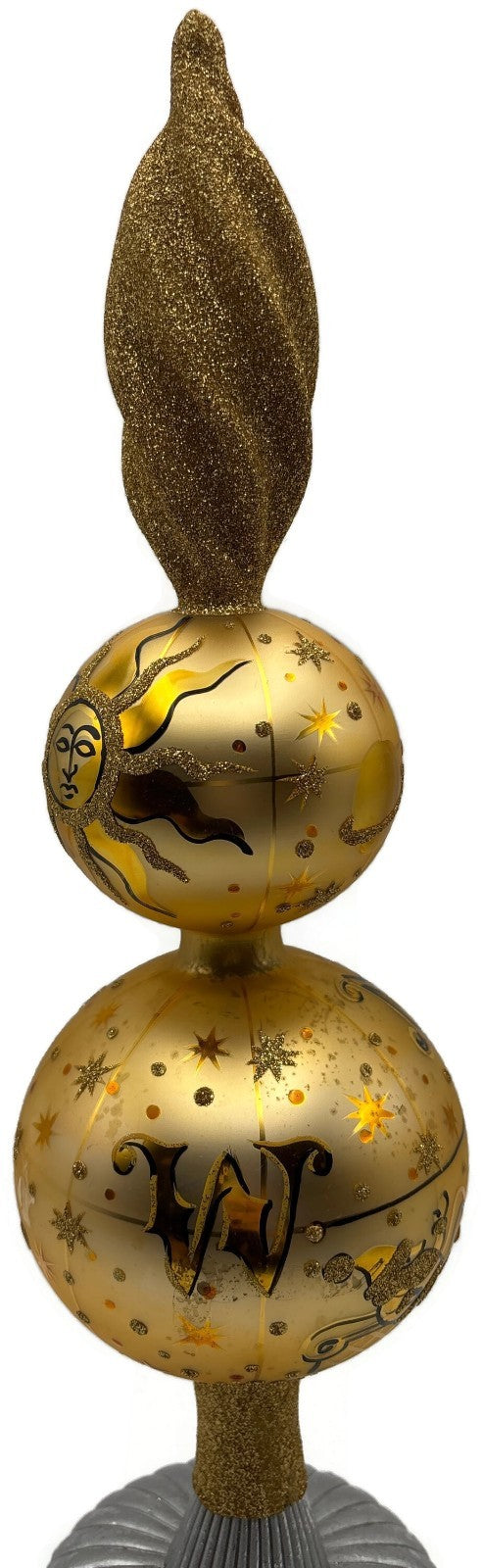 Patricia Breen Northward Ho 2 Ball Sun Moon Gold Christmas Finial Topper 95842