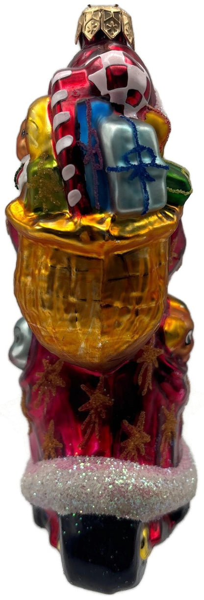 Christopher Radko Scooting Star Santa Scooter Glass Christmas Ornament 97 263 09