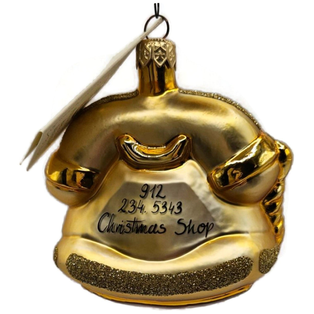 Patricia Breen Calling Anne Phone Gold Glittered Glass Christmas Ornament 952713