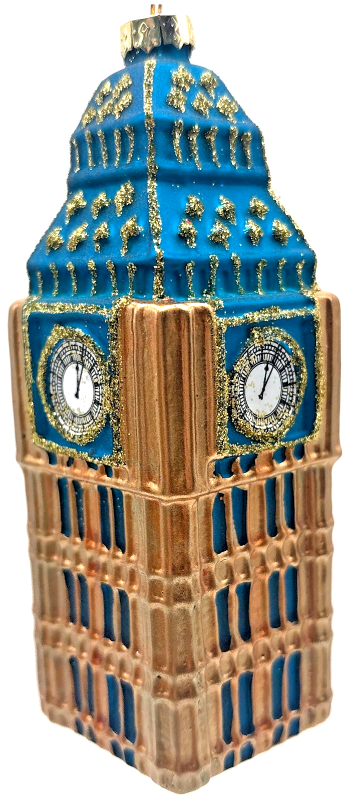 London Big Ben Clock Tower Blue Gold Glass Christmas Ornament England UK4