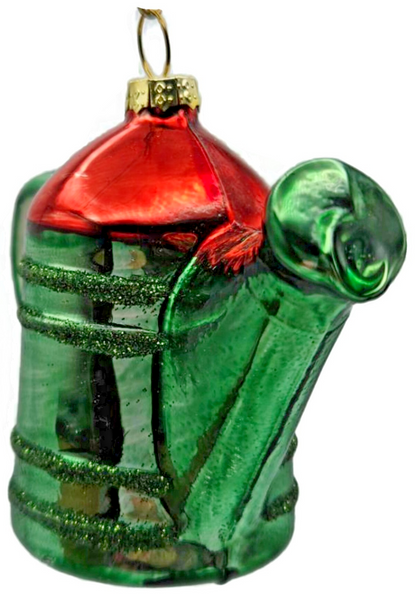 Gisela Graham Green Watering Can Floral Butterfly Striped Christmas Ornament4