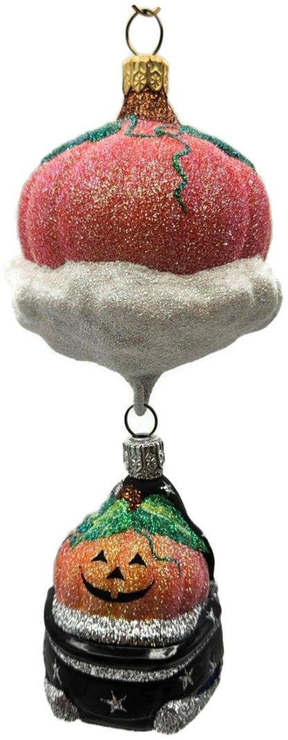 Patricia Breen Night Fright Santa Pumpkin 2 Part Halloween Glass Ornament 21175