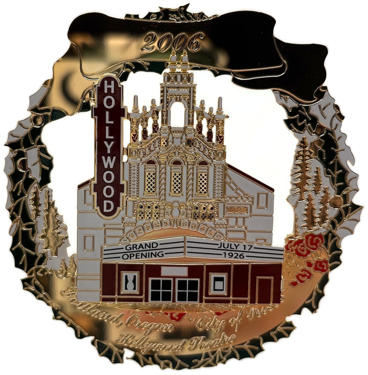 Portland Ornament The Historic Hollywood Theatre Gold Plated Christmas 20061