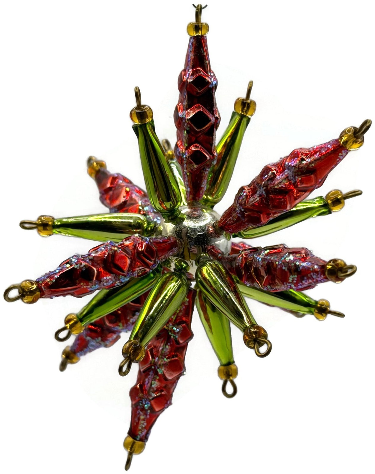 Christopher Radko Star Bright Red Green Beaded Christmas Ornament 99 391 07