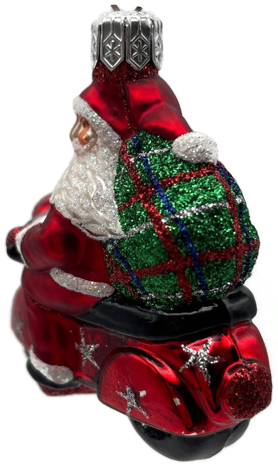 Patricia Breen Ciao Henry Red Santa Motorcycle Plaid Bag Christmas Ornament 22182