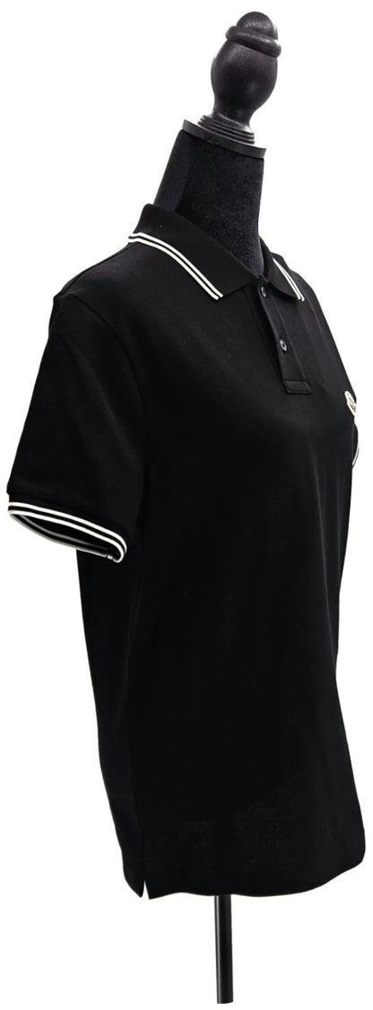 Moncler Men's Black Polo Shirt Size S Logo Tricolor Trim NWT F10918A70600 8455618