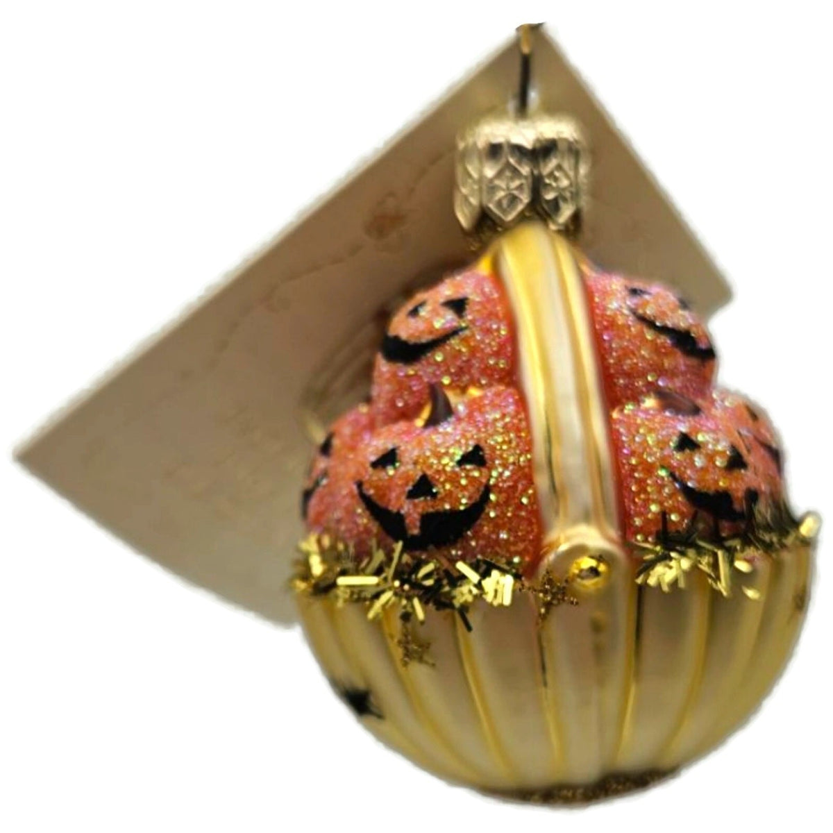Patricia Breen Halloween Pumpkin Basket Gold With Stars Christmas Ornament 22538