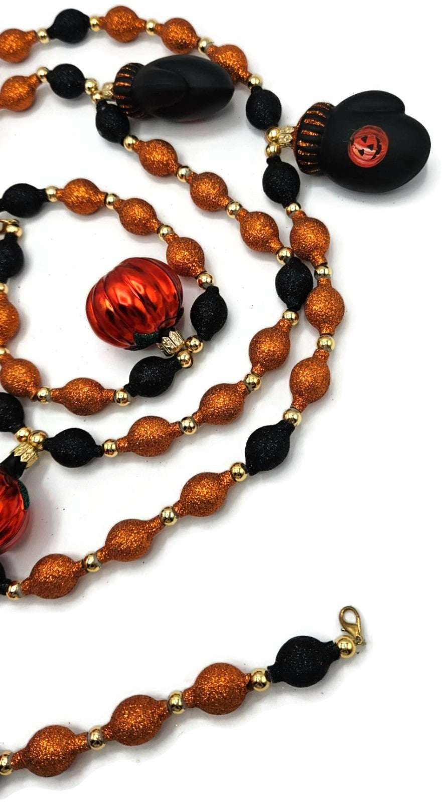 Patricia Breen Halloween Garland Pumpkins Mittens Glitter Glass OOAK  2000CO3
