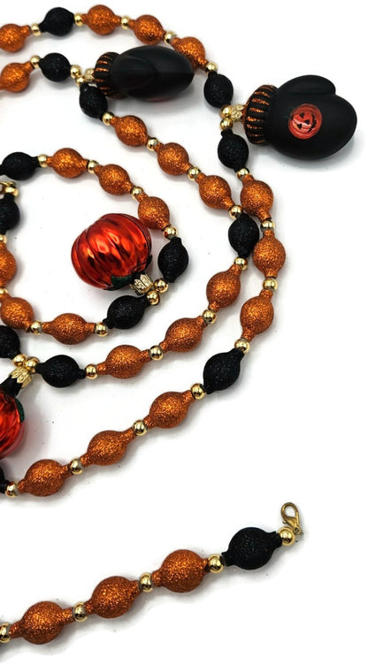 Patricia Breen Halloween Garland Pumpkins Mittens Glitter Glass OOAK  2000CO3